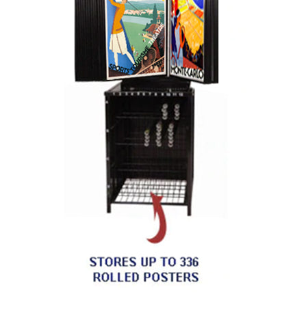poster aufbewahrung ständer Floor Standing Poster Display Rack 24 Flip Panels + Poster Bin Storage – SwingPanels