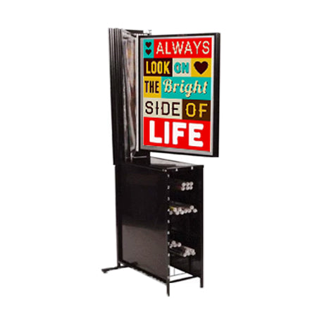 poster aufbewahrung ständer Floor Stand Poster Display Rack with 10 Swing Panels and Storage Bin – SwingPanels