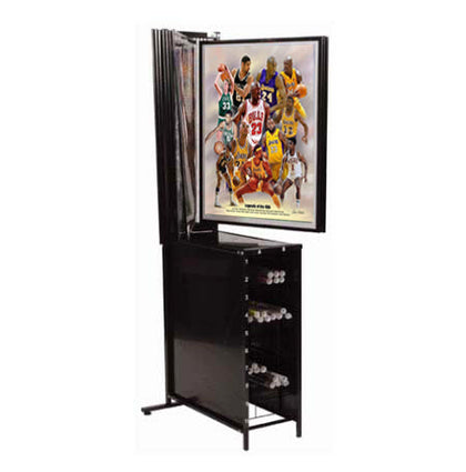 Floor Standing Swinging Poster Display with Poster Rack Bin Storage and 24  Portrait Size Panels 26 x 37 Two-Sided Viewing Flip Display